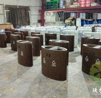 商業(yè)場(chǎng)所的清潔利器轉(zhuǎn)大理石紋兩連體垃圾桶