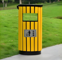 戶(hù)外園林圓柱形鋼木垃圾桶打造實(shí)用美觀的環(huán)保衛(wèi)士