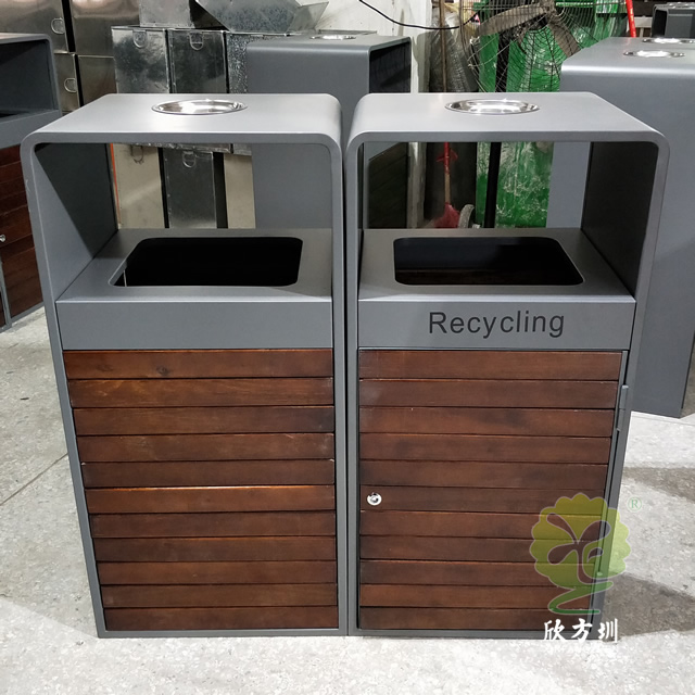 戶外組合式分類鋼木垃圾箱 戶外組合式分類鋼木垃圾箱